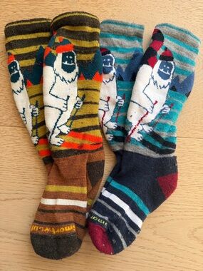 Smartwool Kids Novelty Yeti Ski Crew Socks - Brown, Teal, Navy, Orange
